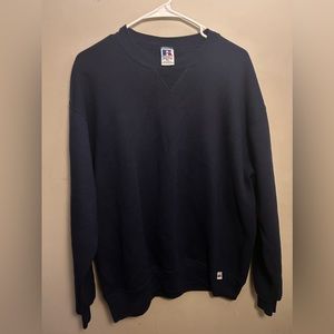 Vintage 90s Russell Athletic Blank Sweatshirt Crewneck Plain Navy XL Faded USA